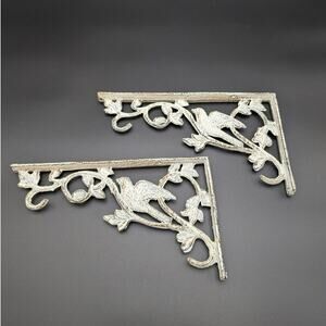 Metal Shelf Brackets Corbels Birds Off White Architectural Cottage Rustic READ